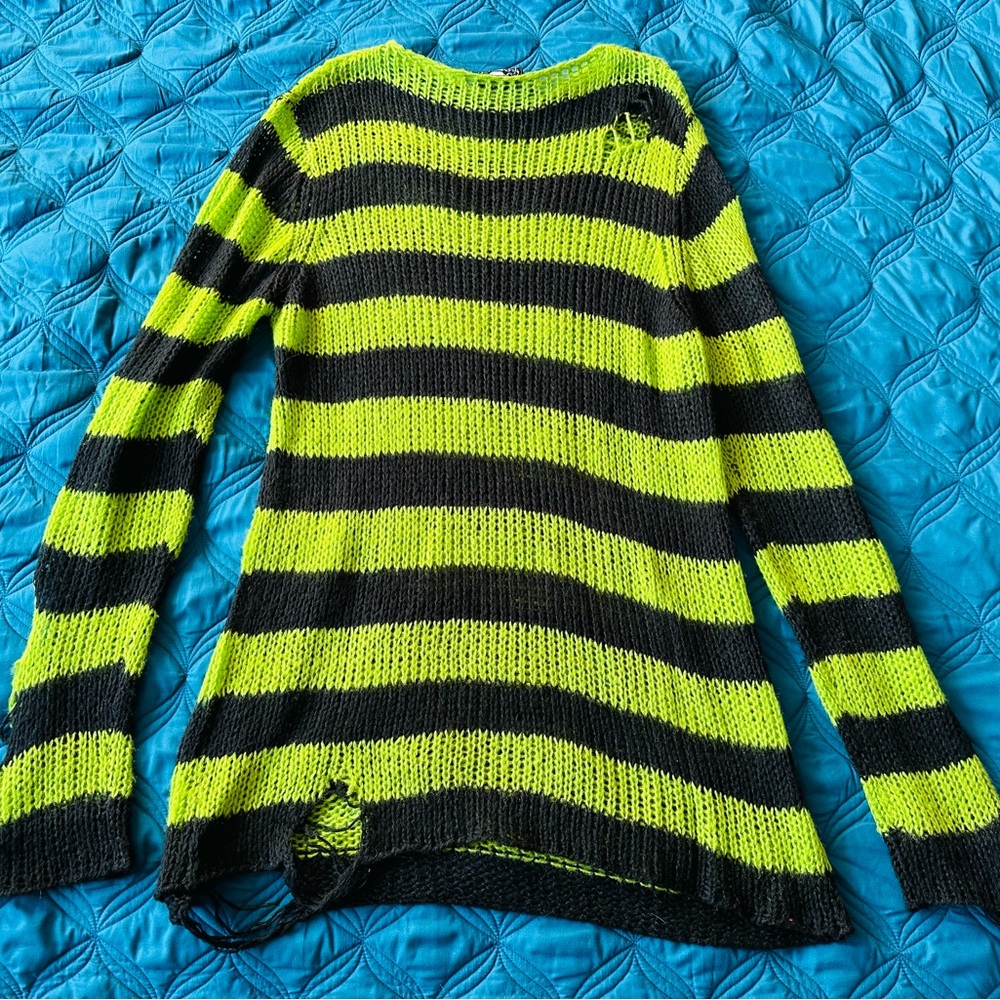 Killstar distressed striped sweater